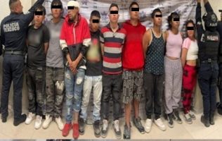 Detienen en Tezoyuca a 9 presuntos extorsionadores en operativo conjunto