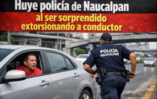 Huye policía de Naucalpan al ser sorprendido extorsionando a conductor
