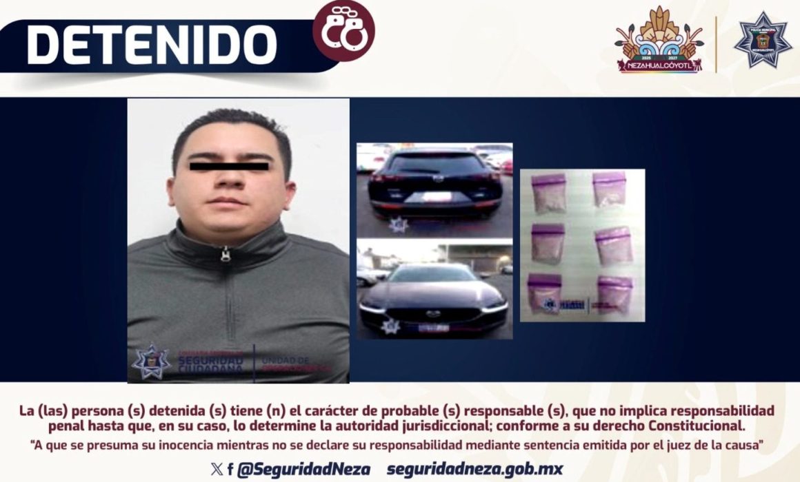 Intenta huir con droga y policías lo atrapan en Nezahualcóyotl