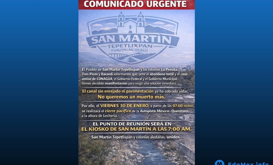 Protesta en Izcalli por aguas negras; bloquean lateral Méx-Qro 