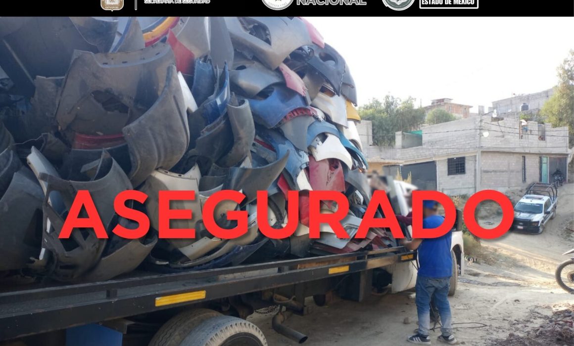 Asegura Fiscalía Edomex más de 30 toneladas de autopartes robadas