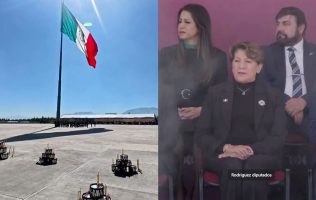 Asiste Delfina Gómez al Día de la Bandera en Rayón