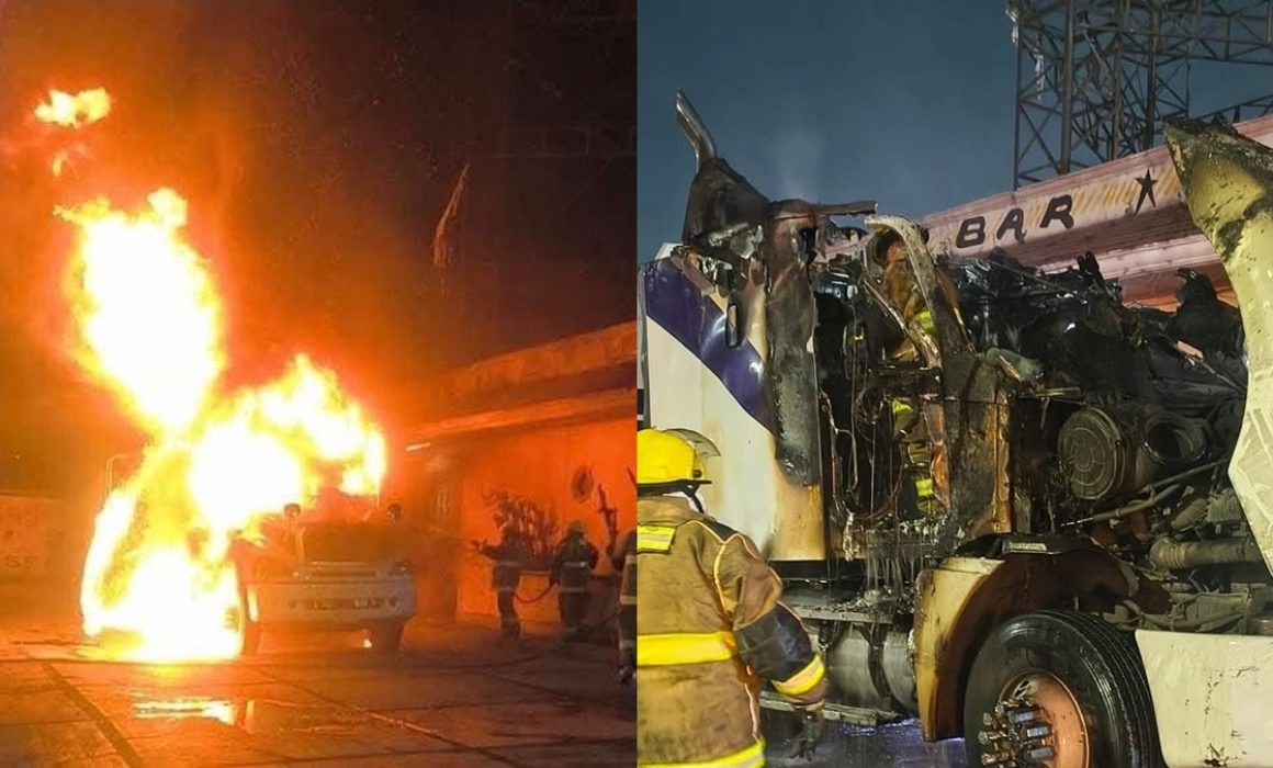 Atiende Protección Civil incendio de pipa en la México–Puebla