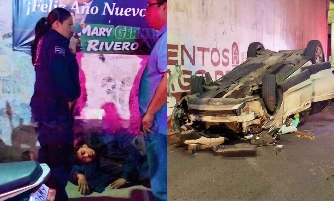 Cae automóvil desde puente en Ecatepec; conductor resulta grave