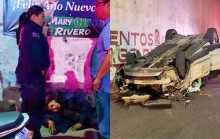 Cae automóvil desde puente en Ecatepec; conductor resulta grave