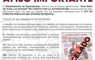Cancela Chimalhuacán Baile del Amor y la Amistad por irregularidades