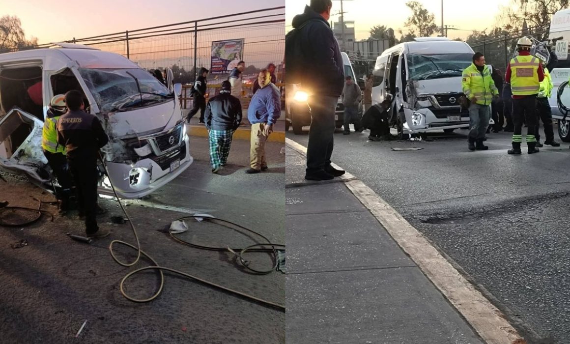 Chocan tráiler y combi escolar en Coyotepec; conductor se da a la fuga