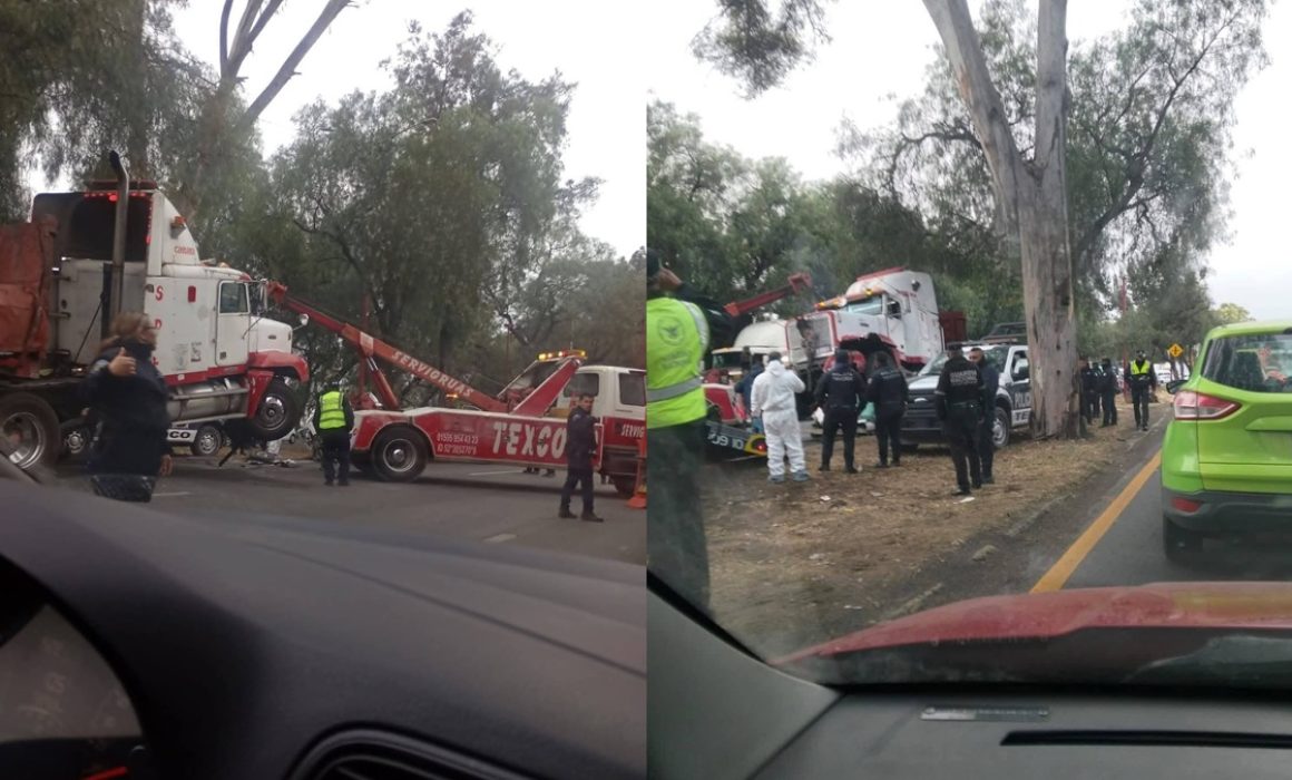 Confirman 2 muertos en accidente de camión cargado de acero en Texcoco