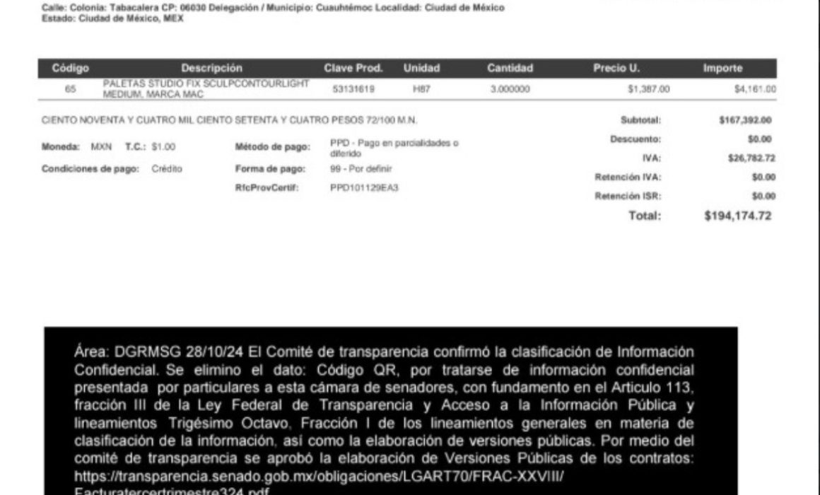 Empresa de Tlaxcala surtió $200 mil en cosméticos al Senado