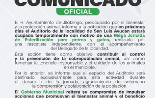 Informa Ayuntamiento de Jilotzingo cierre temporal de auditorio