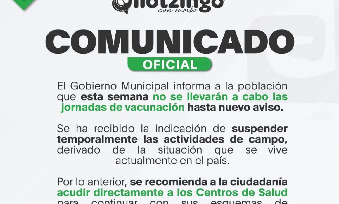 Suspenden jornadas de vacunación en Jilotzingo