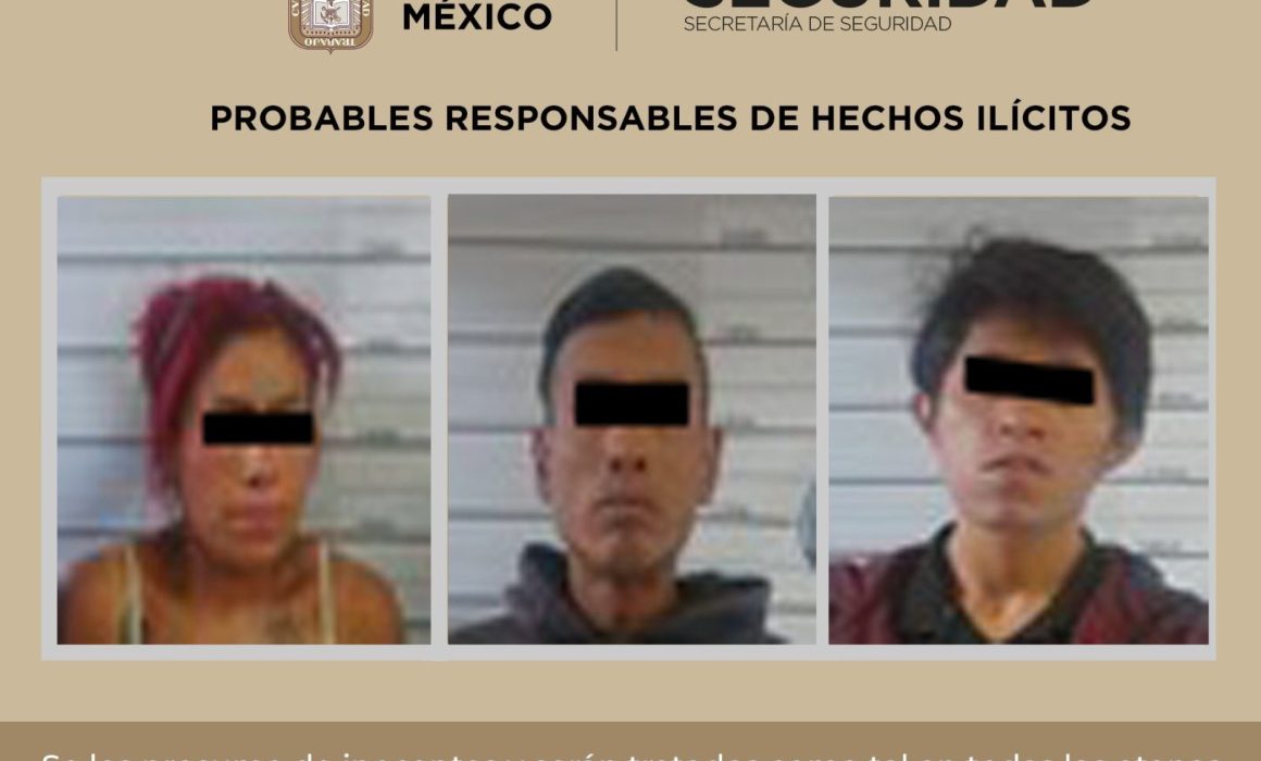 Agarran a mujer y 2 hombres armados y con drogas en Valle de Chalco