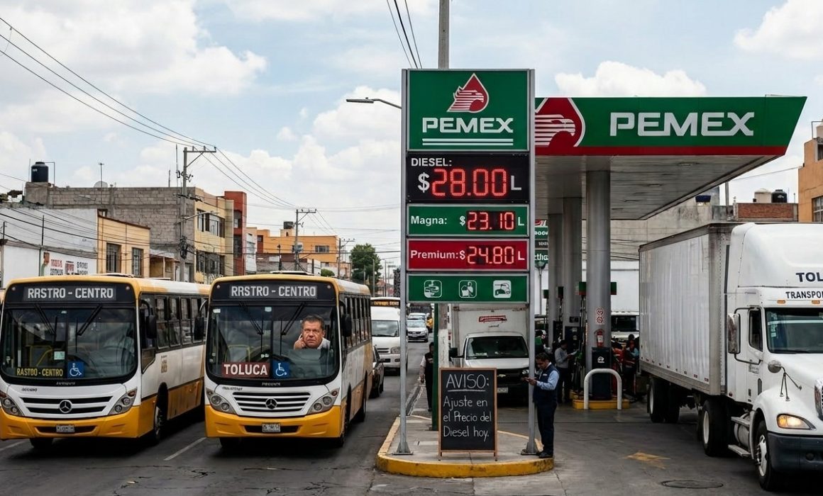Ahogan alza del diésel y bloqueos viales al transporte público en Toluca