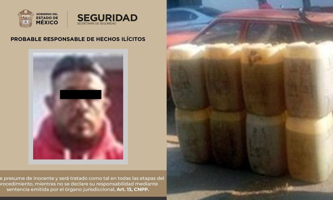 Capturan a hombre con 400 litros de diésel clandestinos en Jilotepec