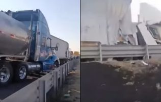 Colapsa el Mexiquense en Tultepec por carambola de tractocamiones