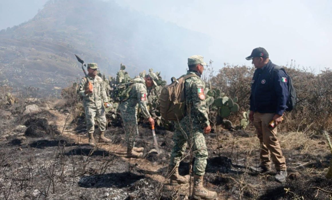 Continúa combate a incendio activo en Sierra de Tepotzotlán
