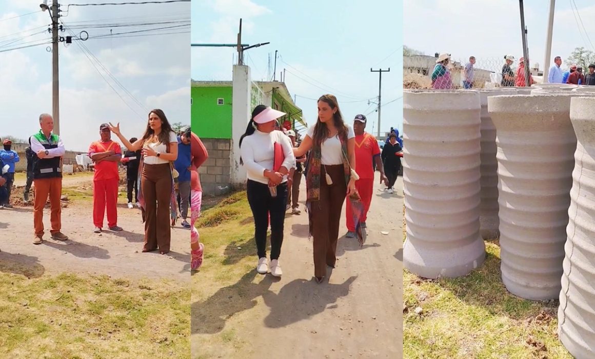 Da Erika Olea tubería para mejorar el drenaje en San Pedro Tlatizapán