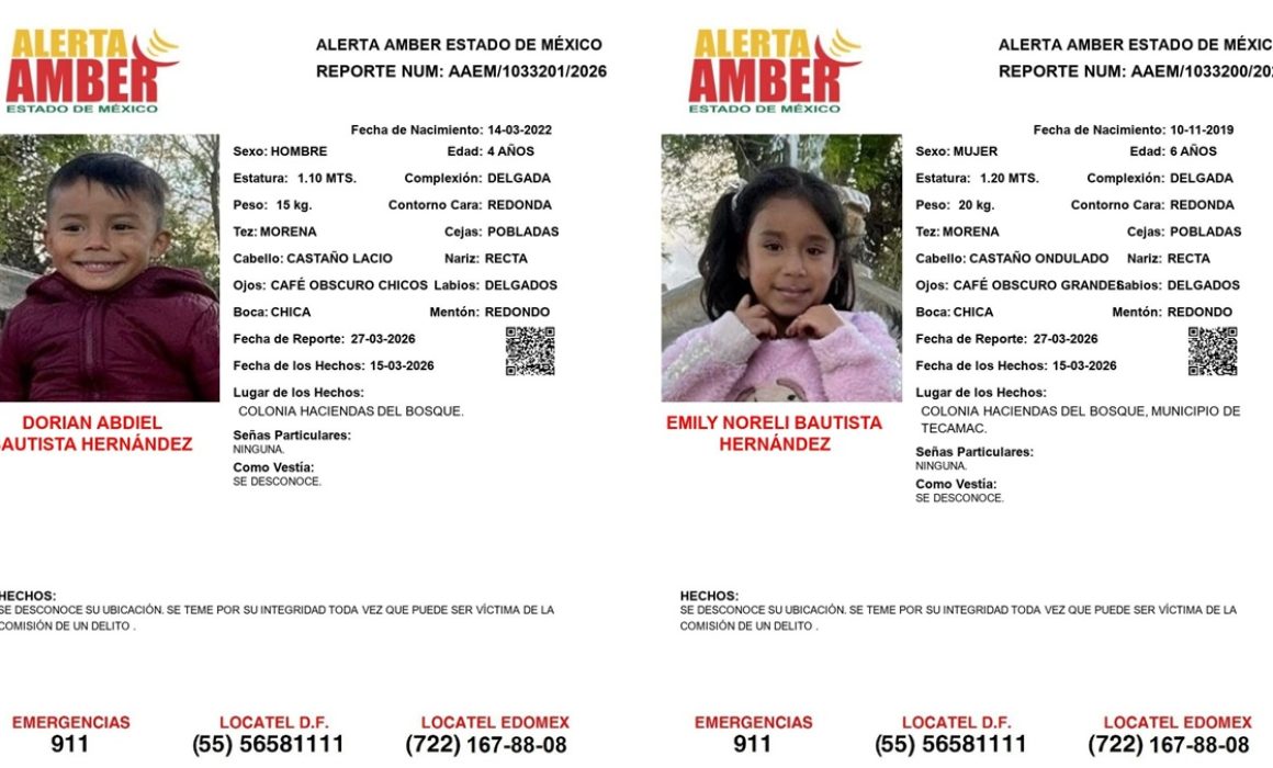 Desaparecen dos hermanos de 6 y 4 años en Tecámac; piden ayuda