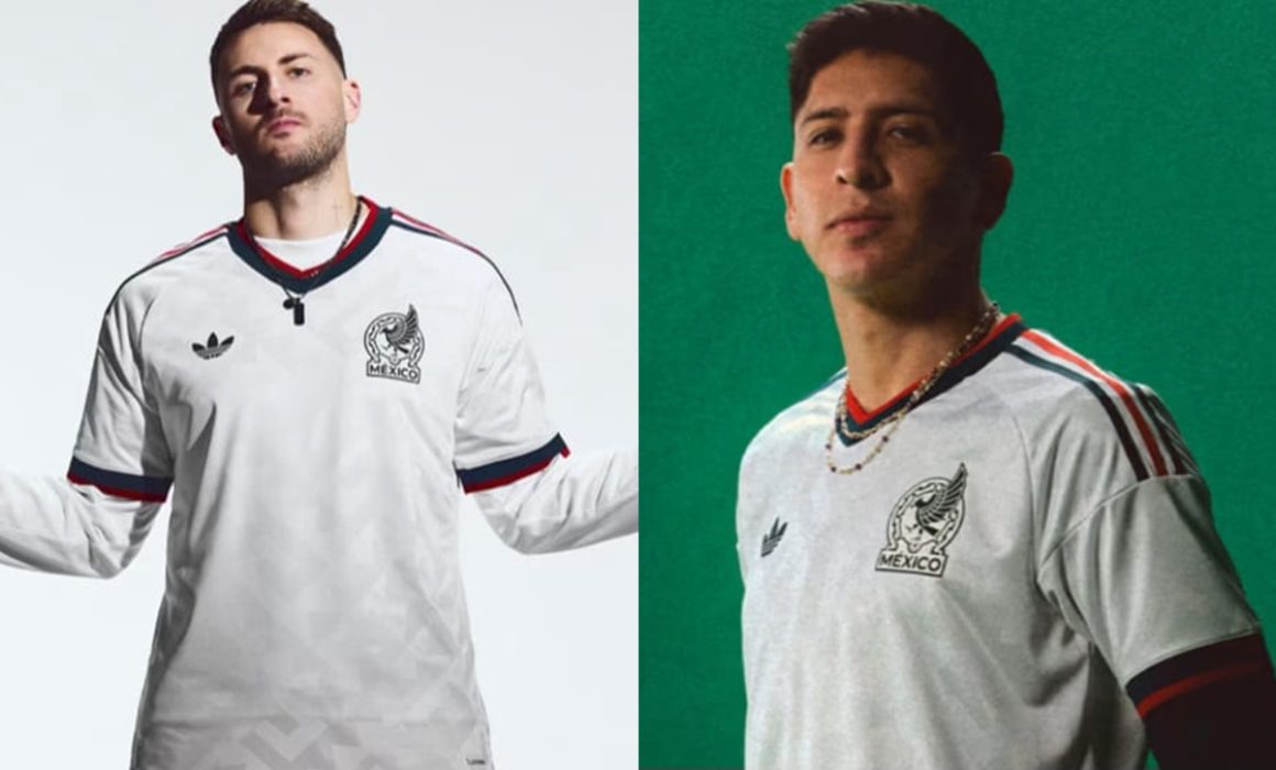 Presumen uniforme de visitante de la selección mexicana