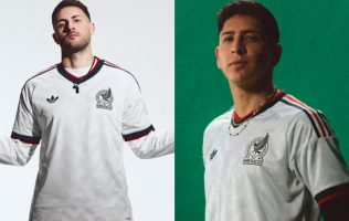 Presumen uniforme de visitante de la selección mexicana