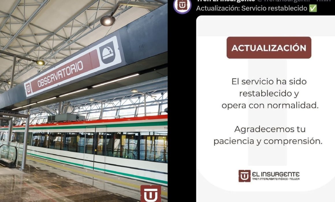 Restablecen servicio del Tren Interurbano tras falla en el sistema