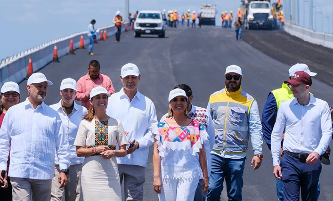 Supervisan Sheinbaum y Mara fase final del Puente Nichupté
