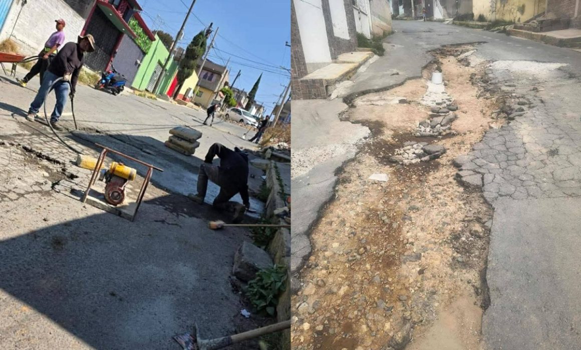 Vecinos reparan calle ante omisión del gobierno en Ixtapaluca