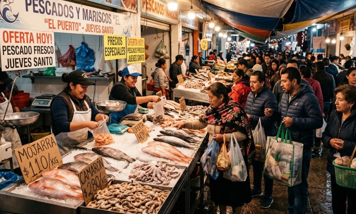 Abarrotan mercados del Edomex este Jueves Santo