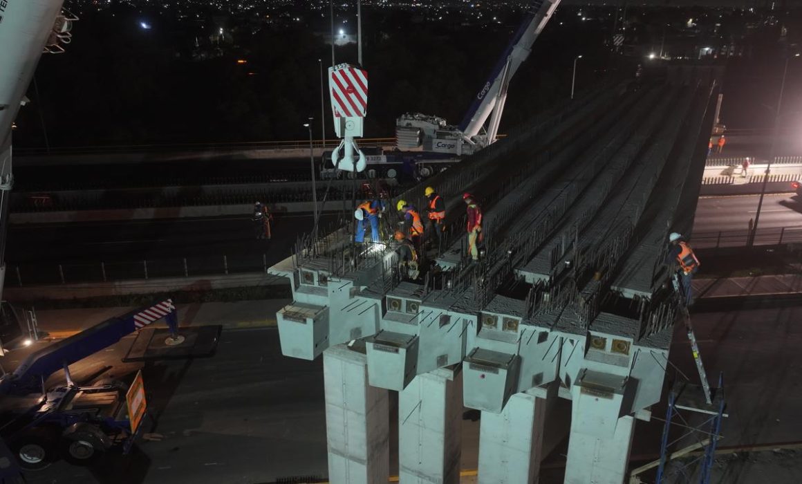 Aceleran construcción del puente La Mexiquense con trabajos día y noche