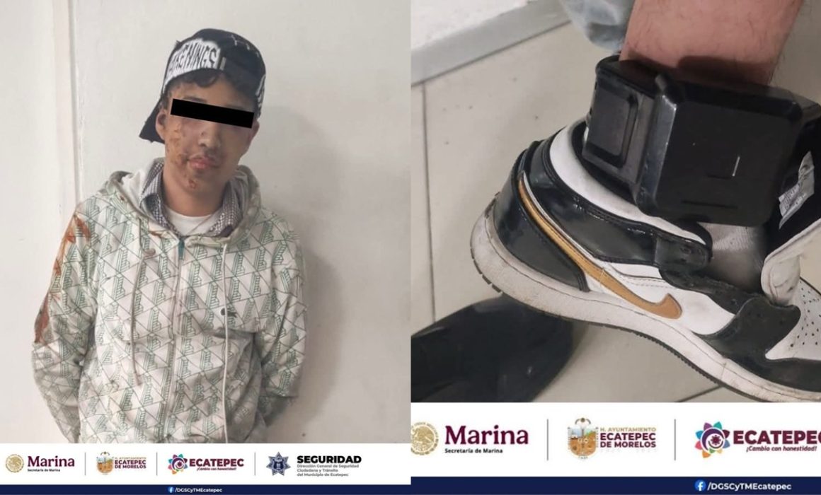 Agarran a presunto ladrón en Ecatepec, tenía brazalete de preliberación