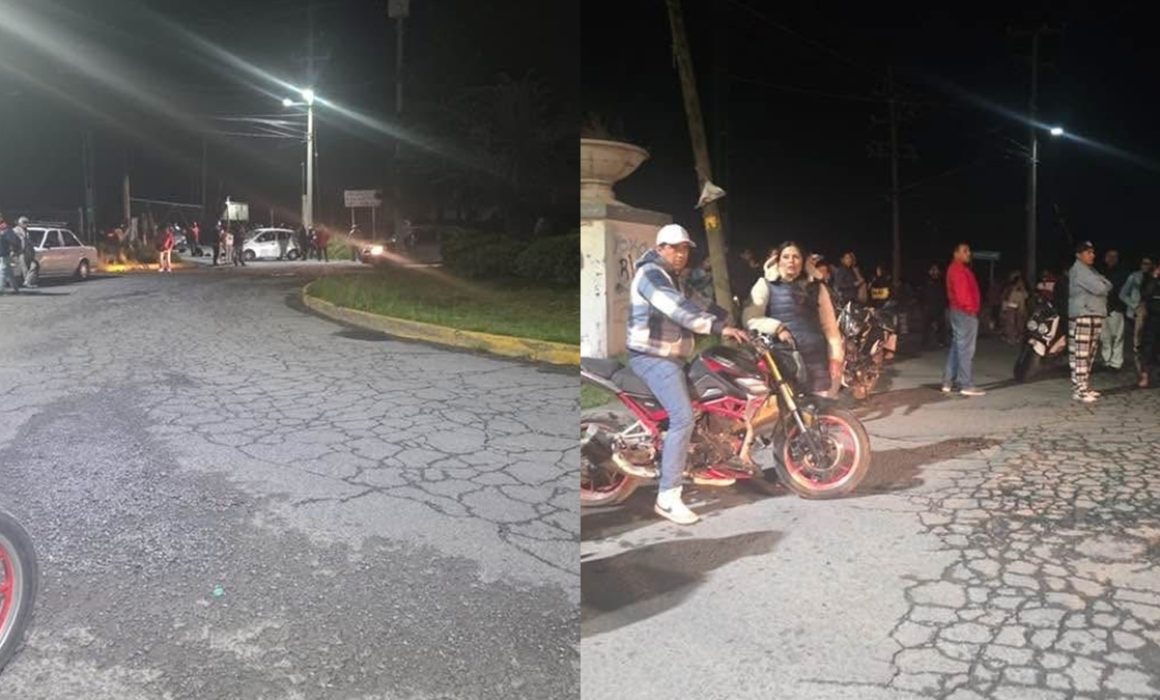 Bloquean vecinos calles por falta de agua potable en Almoloya de Juárez