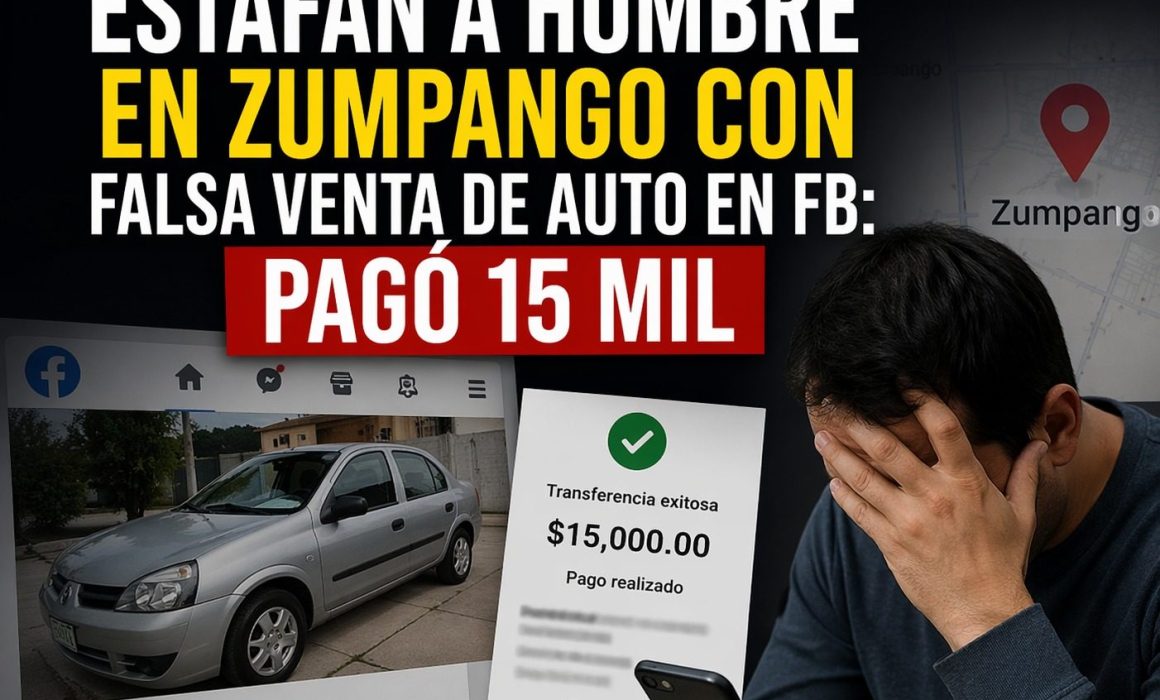 Estafan a hombre en Zumpango con falsa venta de auto en FB: pagó 15 mil