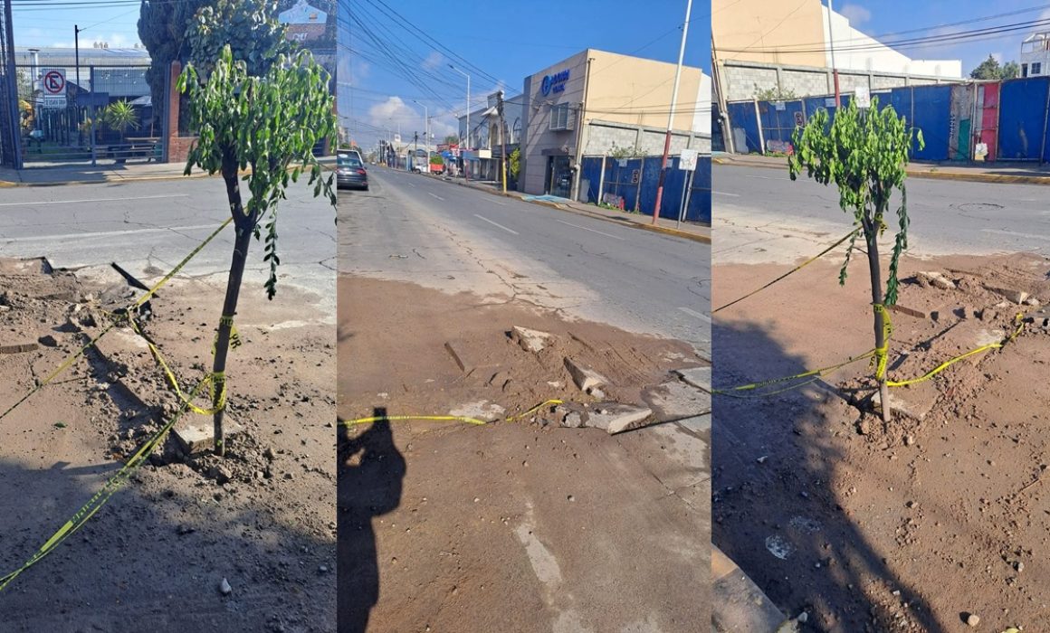Exhiben obra inconclusa en Texcoco; provoca accidentes viales