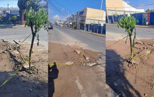 Exhiben obra inconclusa en Texcoco; provoca accidentes viales
