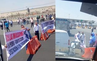 Toman transportistas caseta de Tultepec y colapsa el Circuito Exterior