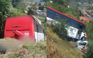 Caen a un barranco un autobús y un camión de refrescos en Lerma