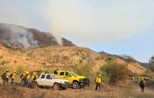 Combaten más de cien brigadistas incendio forestal activo en Luvianos