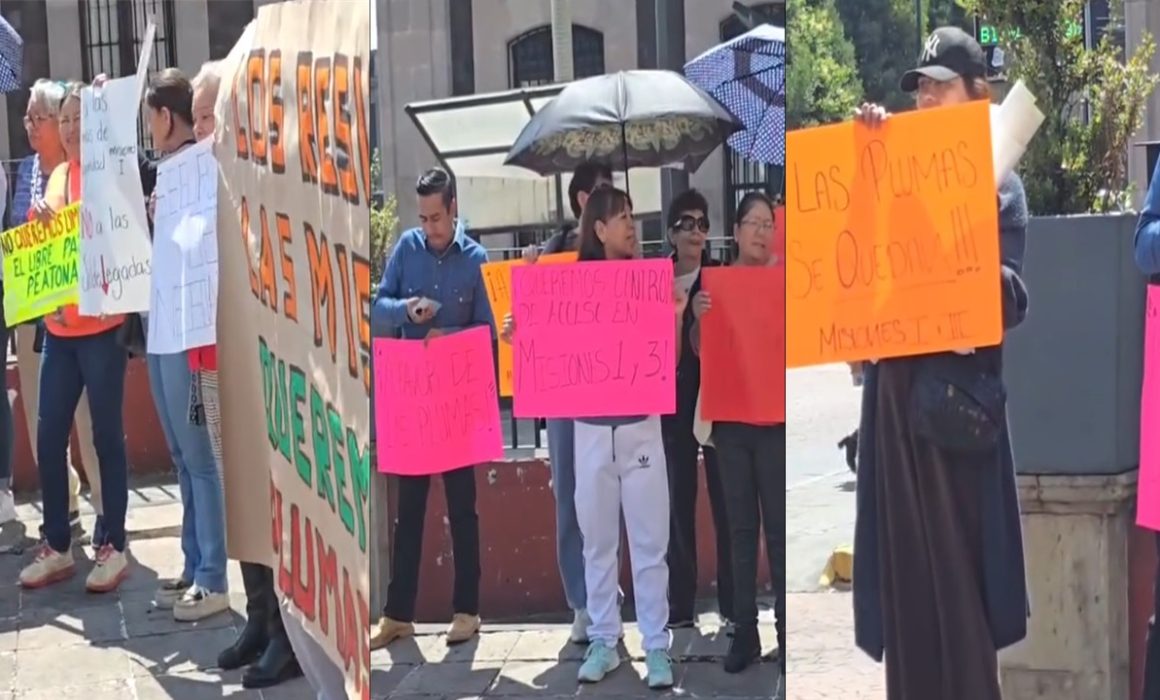 Protestan vecinos en Toluca por retiro de plumas en fraccionamientos