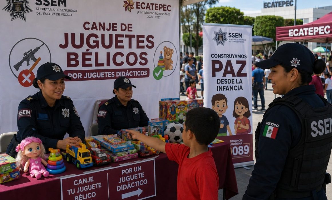 Promueve SSEM la paz mediante canje de juguetes bélicos en Ecatepec