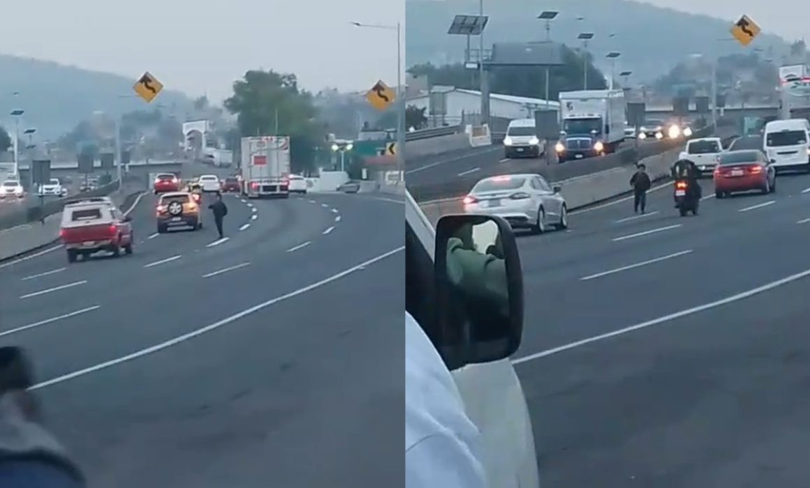 Causa conmoción hombre en la México-Pachuca; corría entre los carriles la vía
