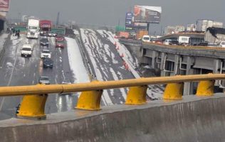 Afecta intensa granizada la circulación en la México-Puebla