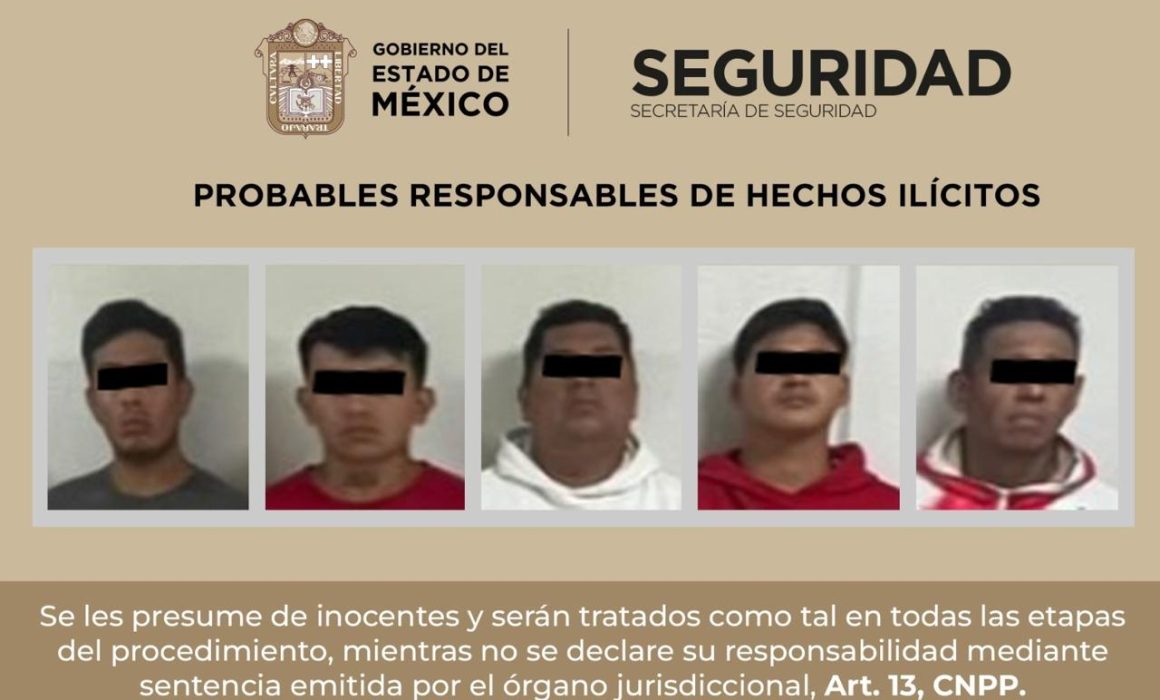 Capturan a 5 por narcomenudeo y presunto homicidio en Chimalhuacán