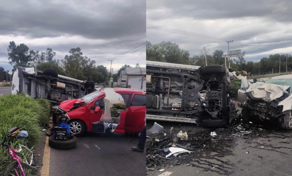 Deja a varios lesionados choque múltiple en la Texcoco-Lechería