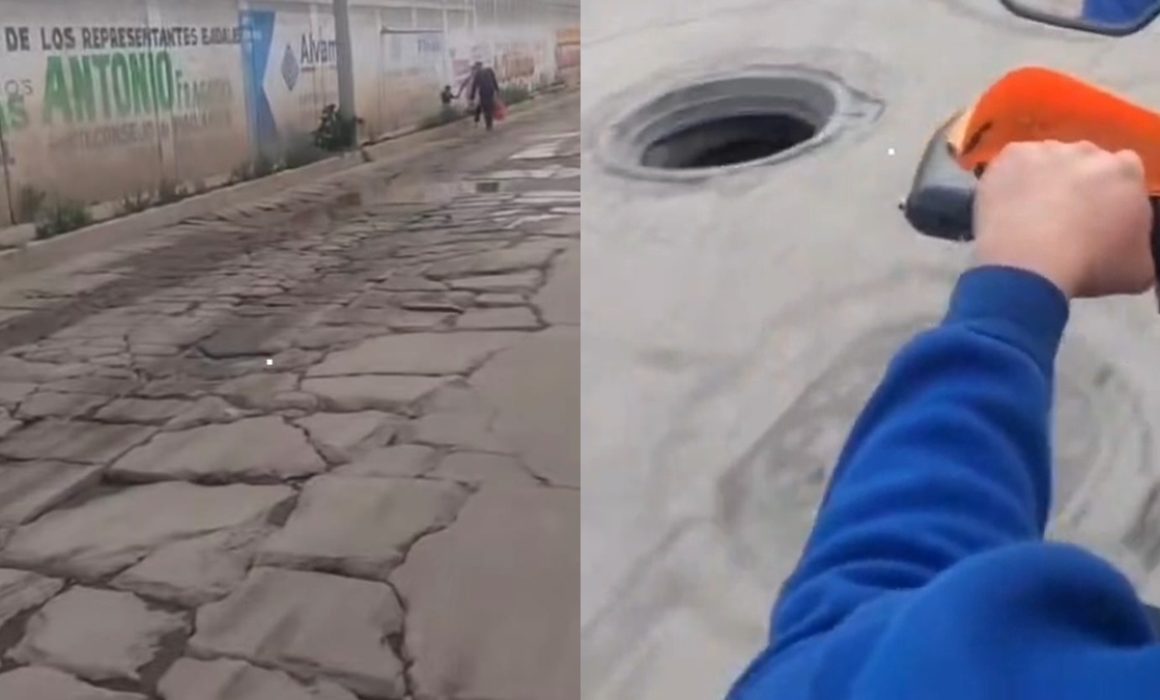 Denuncian deterioro de calles en Texcoco; vecinos exigen mantenimiento