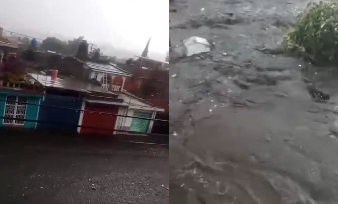 Desborda río en Tlalmanalco y alertan a automovilistas