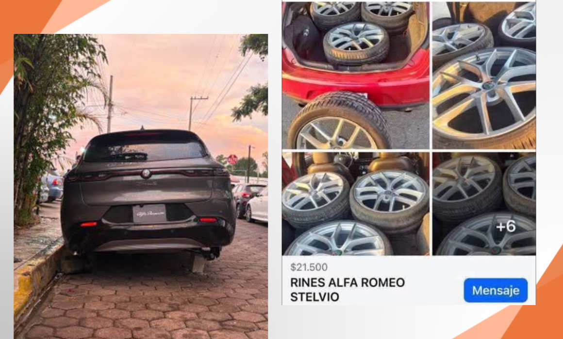 Desvalijan Alfa Romeo en Cholula y venden los rines en Facebook