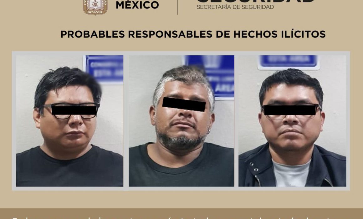 Detienen a 3 hombres armados tras reporte de disparos en Coyotepec