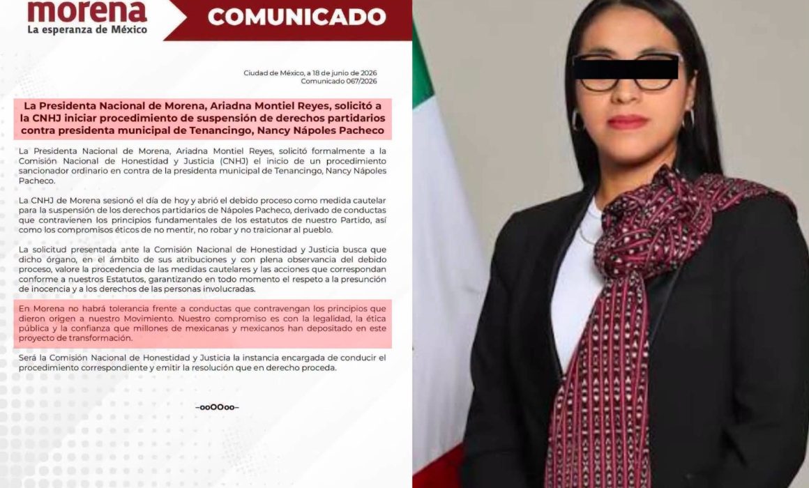 Inicia Morena proceso para suspender derechos a alcaldesa de Tenancingo