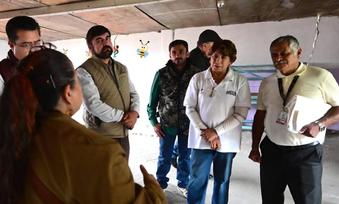 Interviene Delfina Gómez en escuela dañada de Valle de Chalco