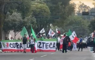 Marcha colectivo de búsqueda al Nemesio Diez previo al México vs Serbia
